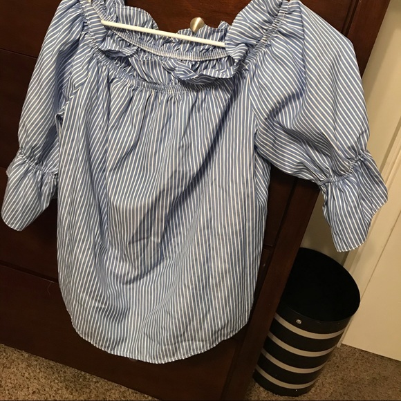 3/$30 Sale Haute Project Blue Stripes Top - Picture 2 of 4